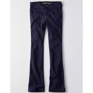 American Eagle Super Stretch Low Rise Pants Navy Blue Kick Boot 12